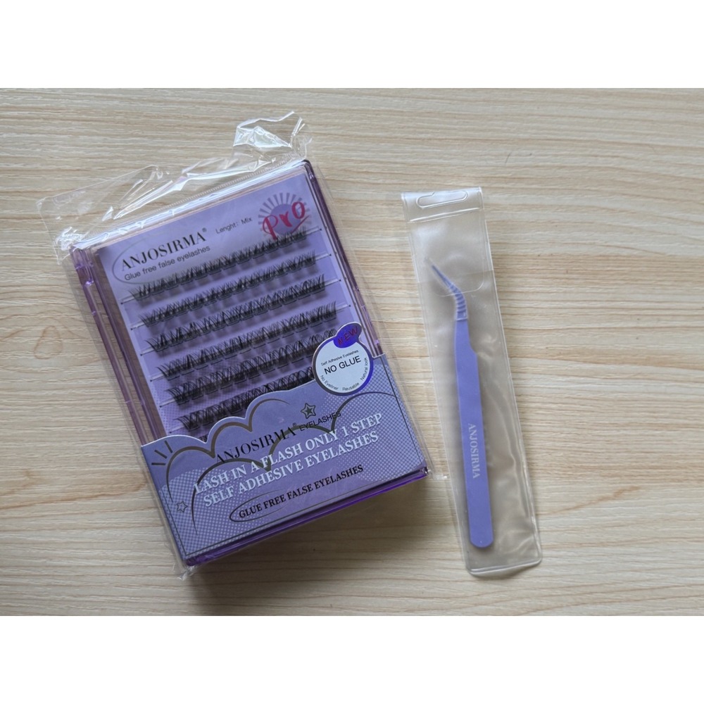 ANJOSIRMA Self Adhesive Eyelash Clusters and Applicator Tool Black Mixed Lengths